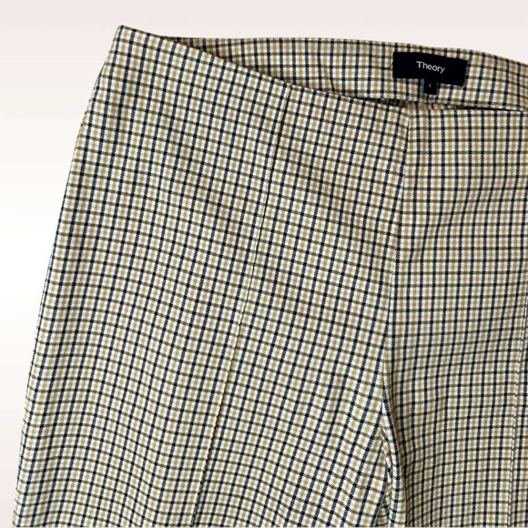 Theory ‘Alettah’ Slim Leg Side-Zip Pants in Ainsley Check in “Carob/Gobi Multi” - Picture 6 of 16